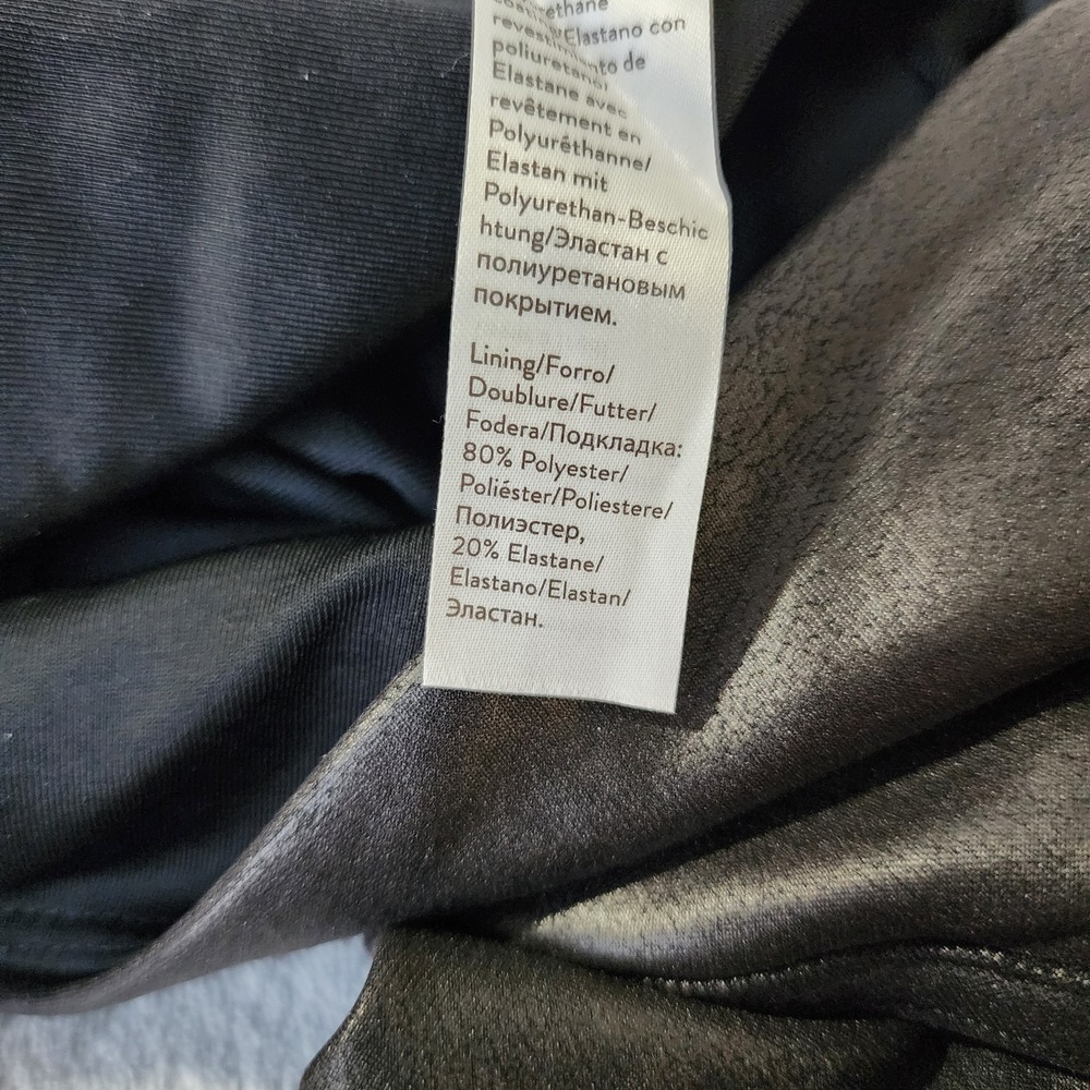 SPANX- Faux Leather Hip-Zip Leggings Black Size Large Pants Front Zip - Picture 7 of 12